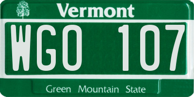 VT license plate WGO107