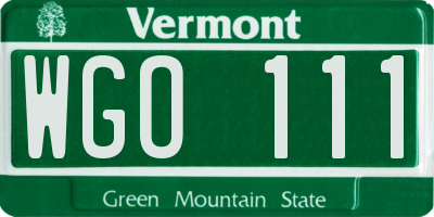 VT license plate WGO111