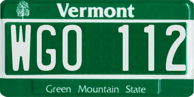 VT license plate WGO112