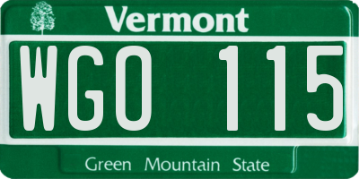 VT license plate WGO115