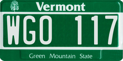 VT license plate WGO117