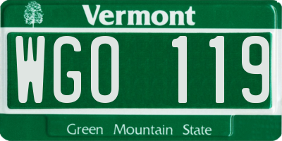 VT license plate WGO119