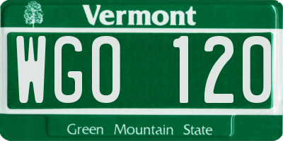 VT license plate WGO120