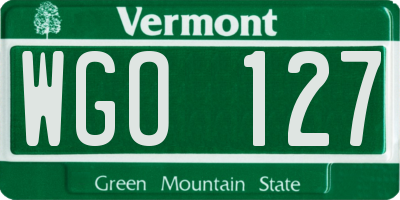 VT license plate WGO127
