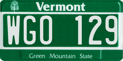 VT license plate WGO129