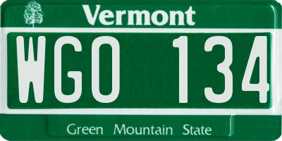 VT license plate WGO134