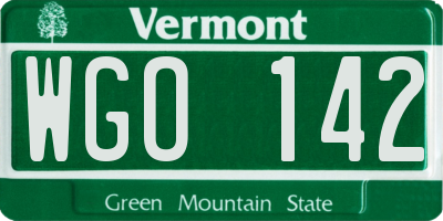 VT license plate WGO142