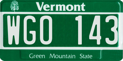 VT license plate WGO143