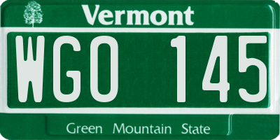VT license plate WGO145