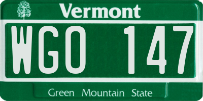 VT license plate WGO147