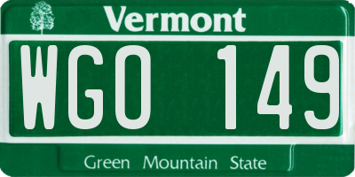 VT license plate WGO149