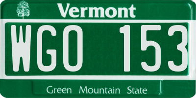VT license plate WGO153