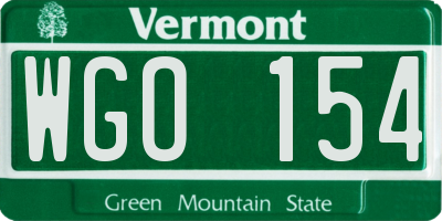 VT license plate WGO154