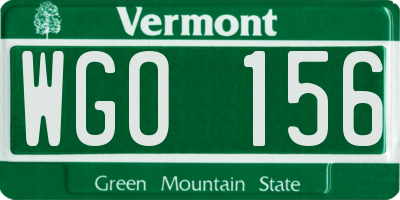 VT license plate WGO156
