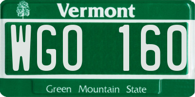 VT license plate WGO160