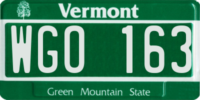 VT license plate WGO163