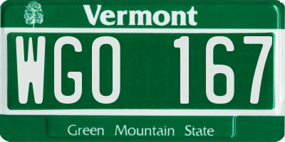 VT license plate WGO167