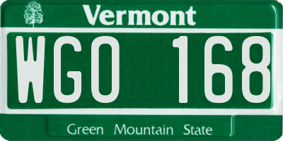 VT license plate WGO168