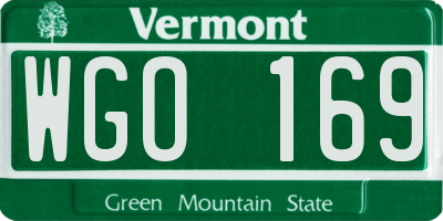 VT license plate WGO169