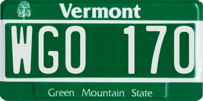 VT license plate WGO170
