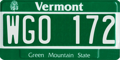 VT license plate WGO172