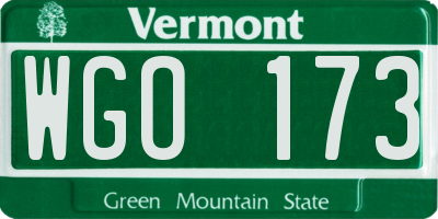 VT license plate WGO173