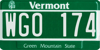 VT license plate WGO174