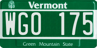 VT license plate WGO175