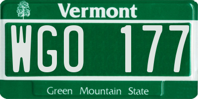 VT license plate WGO177