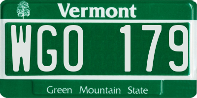 VT license plate WGO179