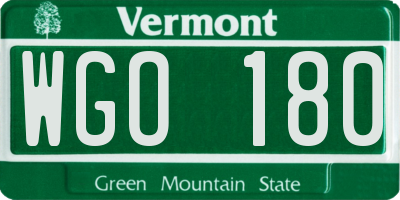 VT license plate WGO180