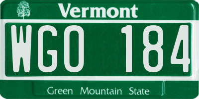 VT license plate WGO184