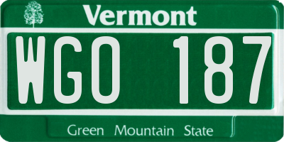 VT license plate WGO187