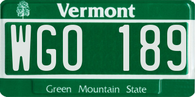 VT license plate WGO189