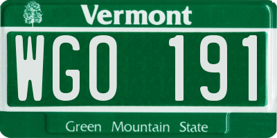 VT license plate WGO191