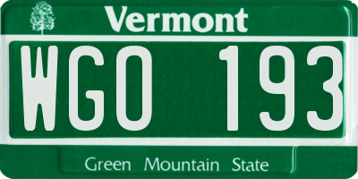 VT license plate WGO193