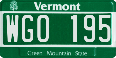VT license plate WGO195