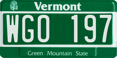 VT license plate WGO197