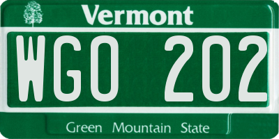 VT license plate WGO202