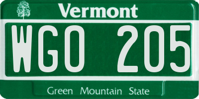 VT license plate WGO205