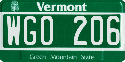 VT license plate WGO206