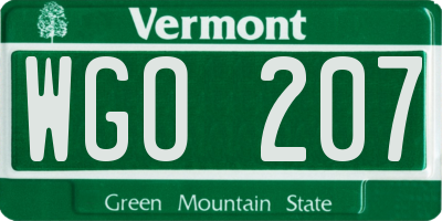 VT license plate WGO207