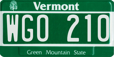 VT license plate WGO210