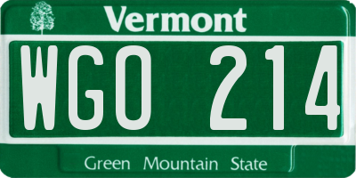 VT license plate WGO214