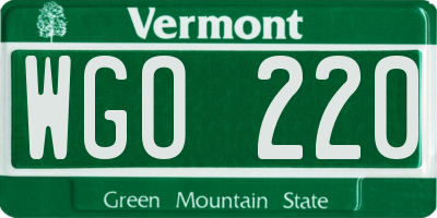 VT license plate WGO220