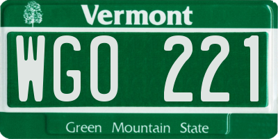 VT license plate WGO221