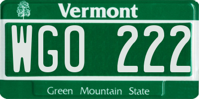 VT license plate WGO222