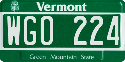 VT license plate WGO224