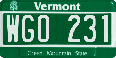 VT license plate WGO231