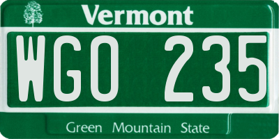VT license plate WGO235